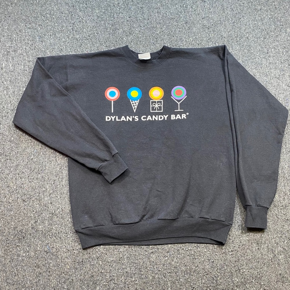 Dylans Candy Bar Sweatshirt Sz M Mens Black Skater Y2K Graphic Crewneck Top